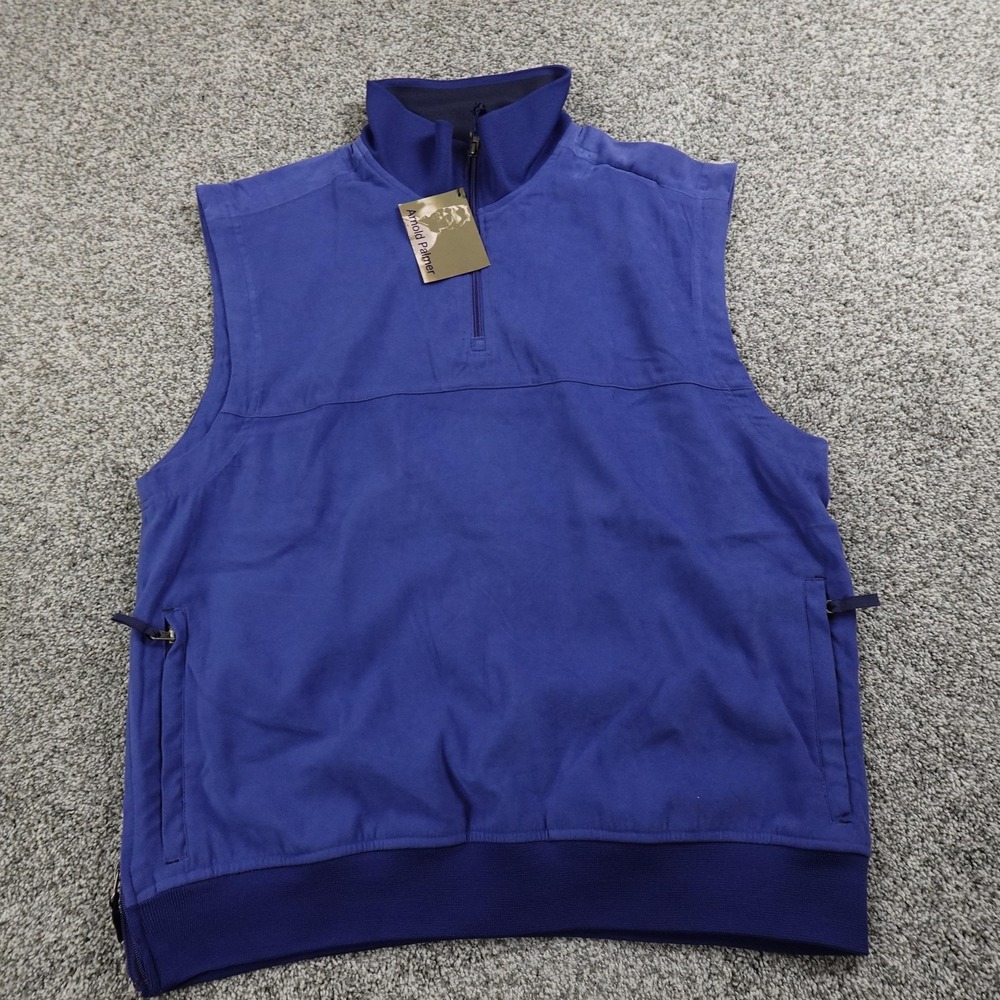 NEW Arnold Palmer Vest Mens‎ L Blue Quarter Zip Golf Pullover Sleeveless Jacket